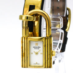 HERMES Kelly Watch Gold Plated Leather Quartz Ladies Watch — Good