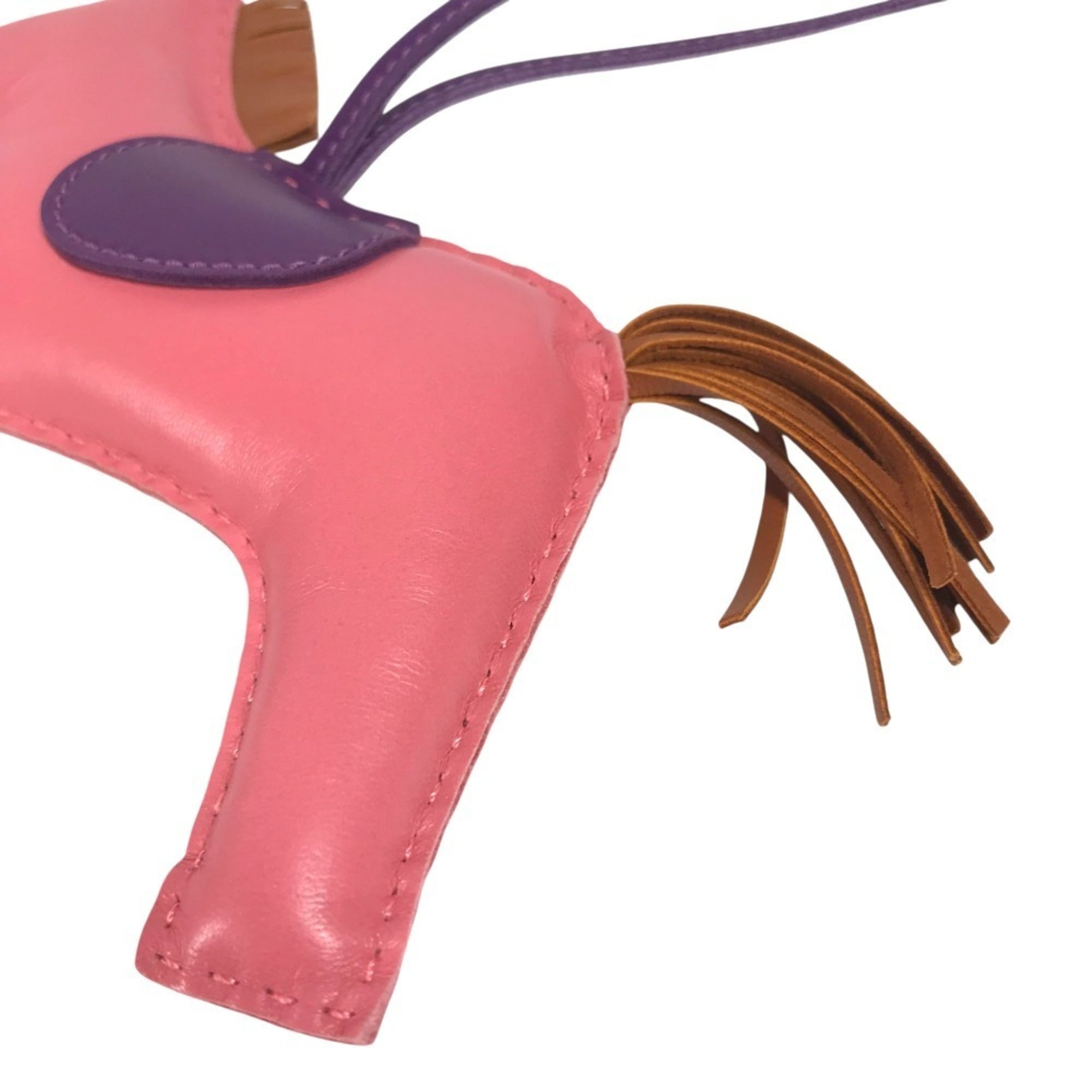 HERMES Rodeo GM Bag Charm, Horse Cheval Anjou Milo, Women's, Pink — Like New