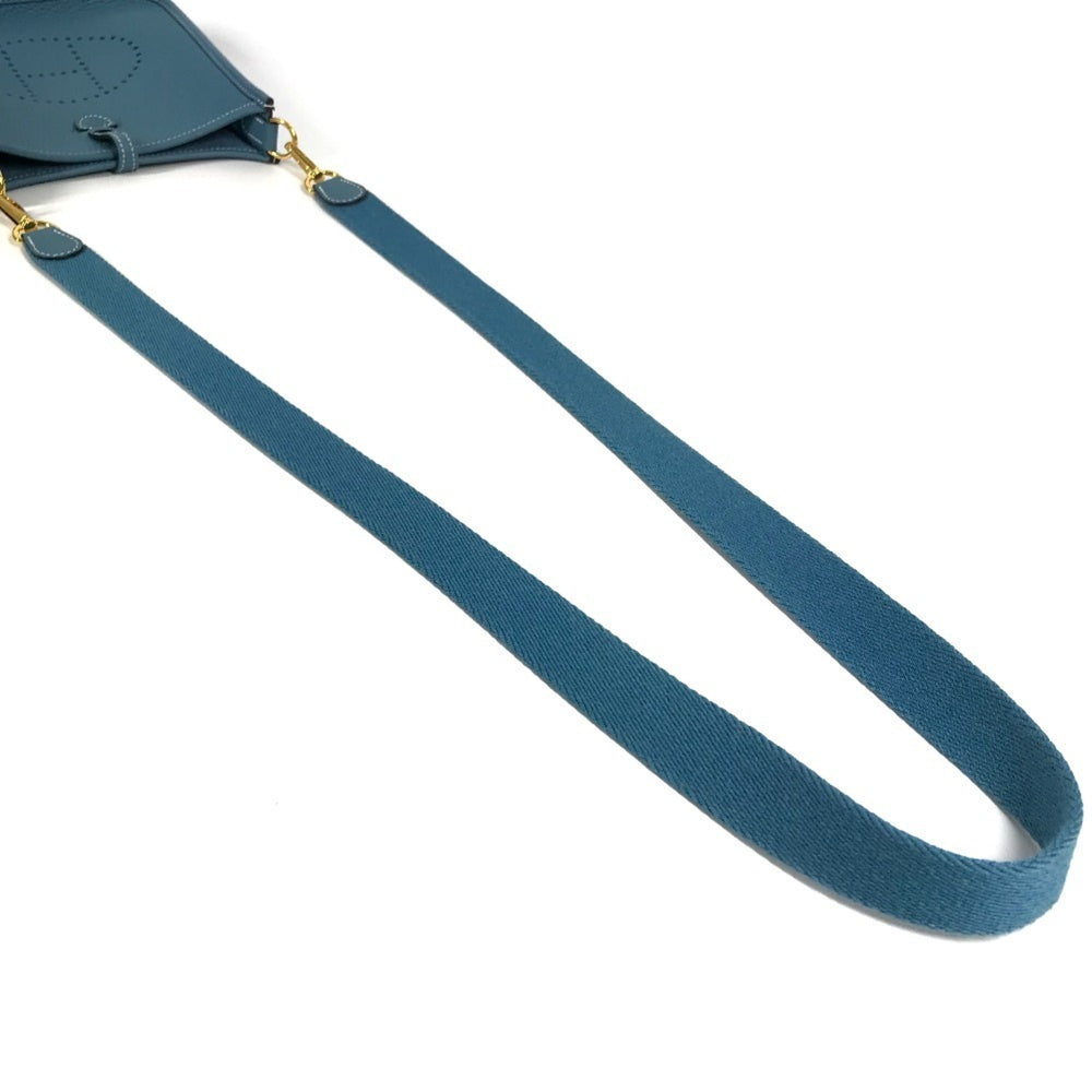 HERMES Evelyn TPM 16 Crossbody Pochette/Shoulder Bag in Taurillon Clemence Leather, New Blue Sheen for Men and Women — Like New