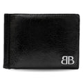 Balenciaga Monaco BB Money Clip Men's Black Lambskin Leather Bifold Wallet, 2024SS, 792665