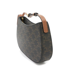 Celine Triomphe Shoulder Handbag, Leather, Brown, 115702, Gold Hardware — Like New