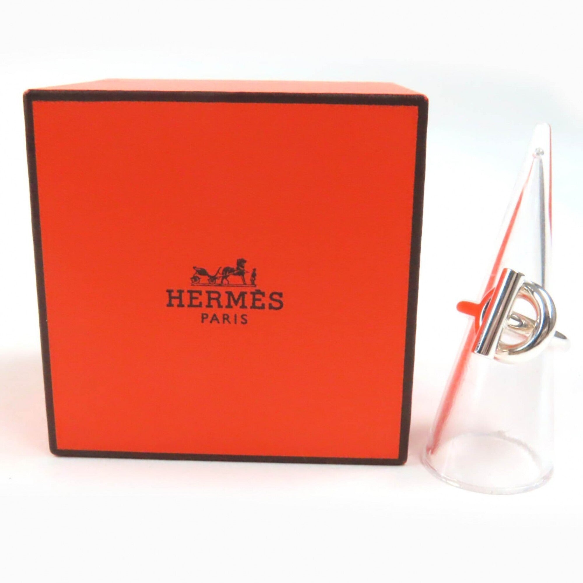 HERMES Echappé MM AG925 Ring (22BD167184), 2022 model, Silver, Size 51 (Japanese size equivalent), with box, Made in Italy, Weight: 9.9g, Women's — Like New