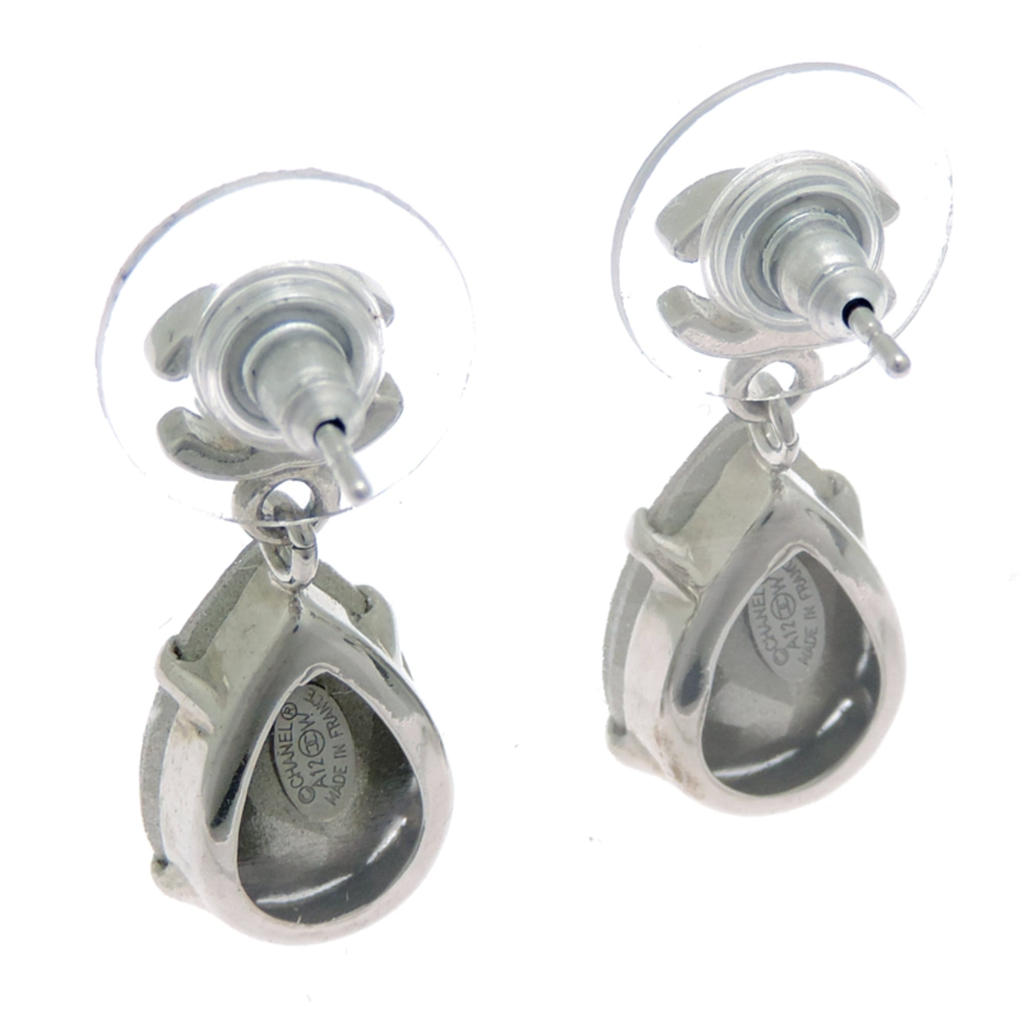 Chanel Coco Mark Teardrop Rhinestone Women's Metal Earrings