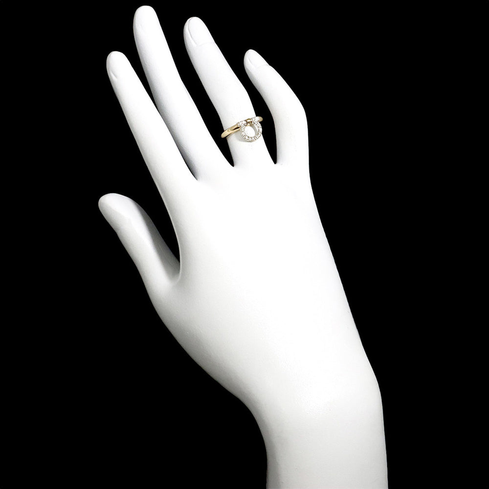 Salvatore Ferragamo Gancini Ring with Diamonds, 18K Yellow Gold (YG) WG (750) — Like New