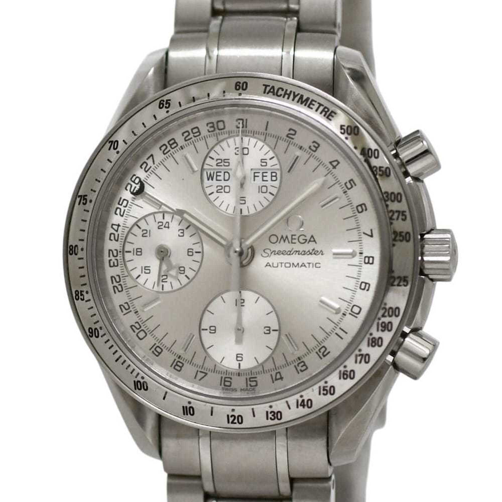 Omega Speedmaster Triple Calendar Watch, Cream White Silver, 3523.30, Chronograph, Automatic Winding, Stainless Steel — Very Good