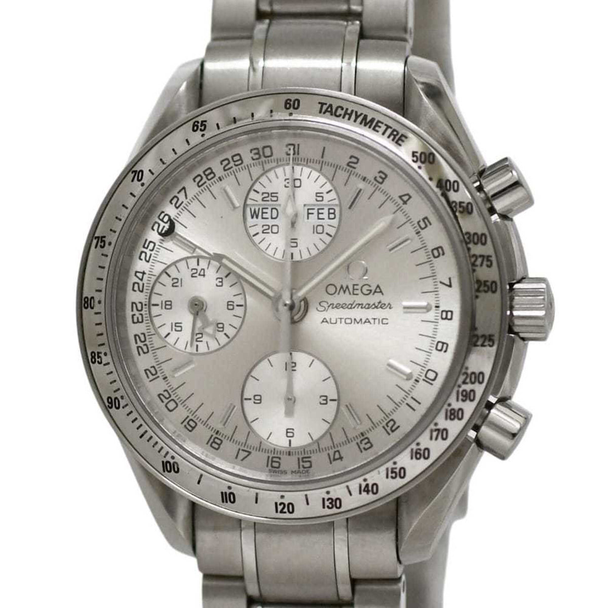 Omega Speedmaster Triple Calendar Watch, Cream White Silver, 3523.30, Chronograph, Automatic Winding, Stainless Steel — Very Good