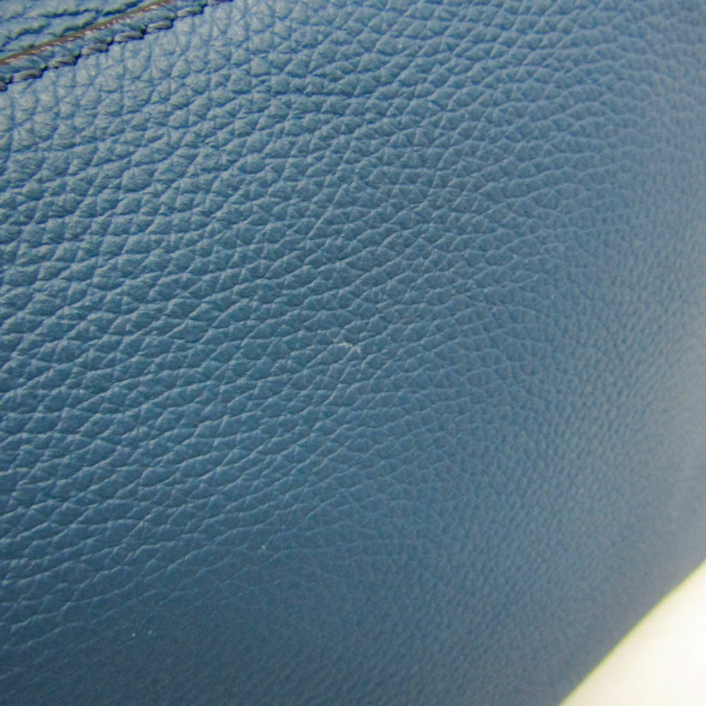 Salvatore Ferragamo Gancini GG-24 1204 Men's Leather Clutch Bag,Shoulder Bag Blue — Like New