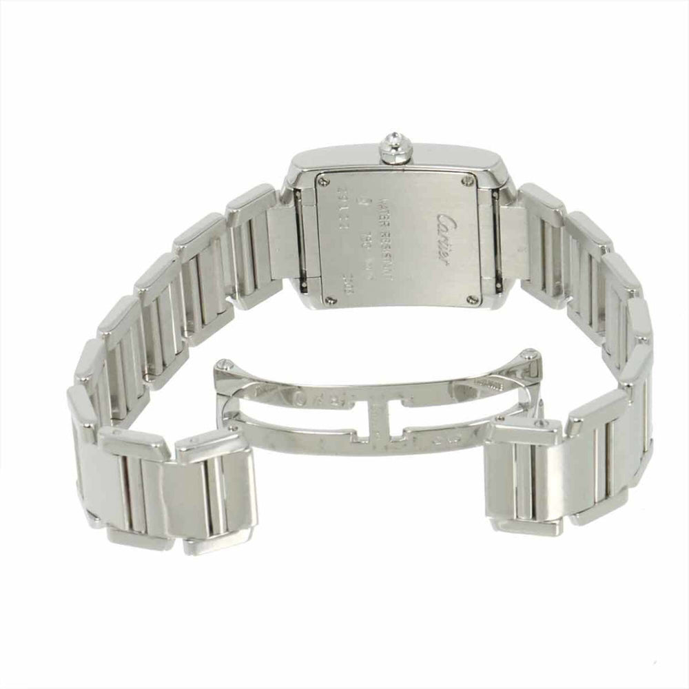 Cartier Tank Francaise SM WE1002S3 Ladies' Watch, Diamond Bezel, Ivory, 18K White Gold, Quartz — Like New