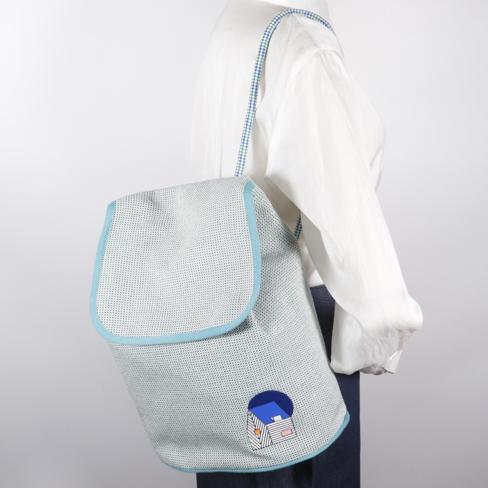 Hermes Les Cabans Backpack/Daypack, Kids Collection, Toile H (Blue), A5 size, Flap Closure, Women's — Like New