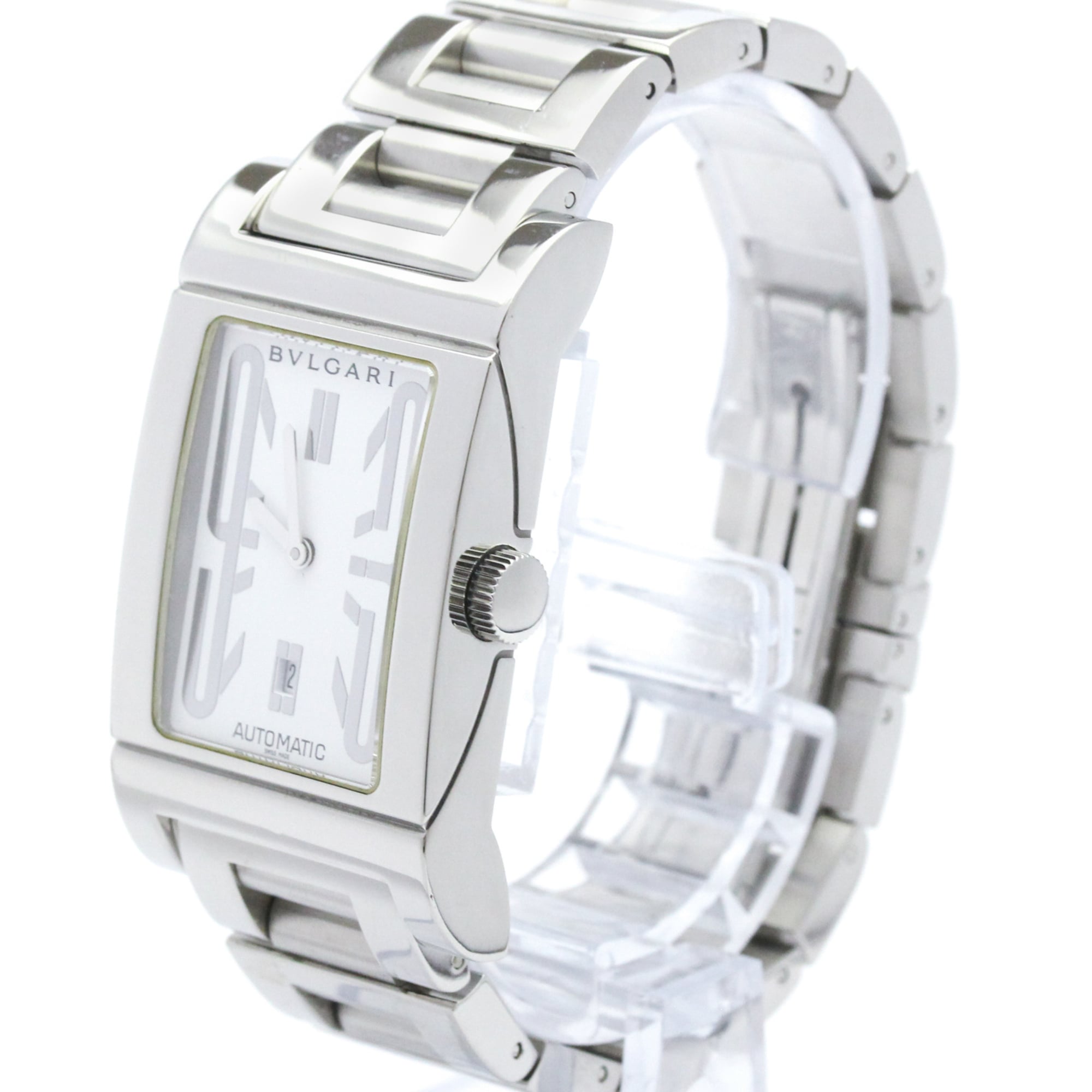 BVLGARI Rettangolo Stainless Steel Automatic Mens Watch RT45S Polished — Very Good