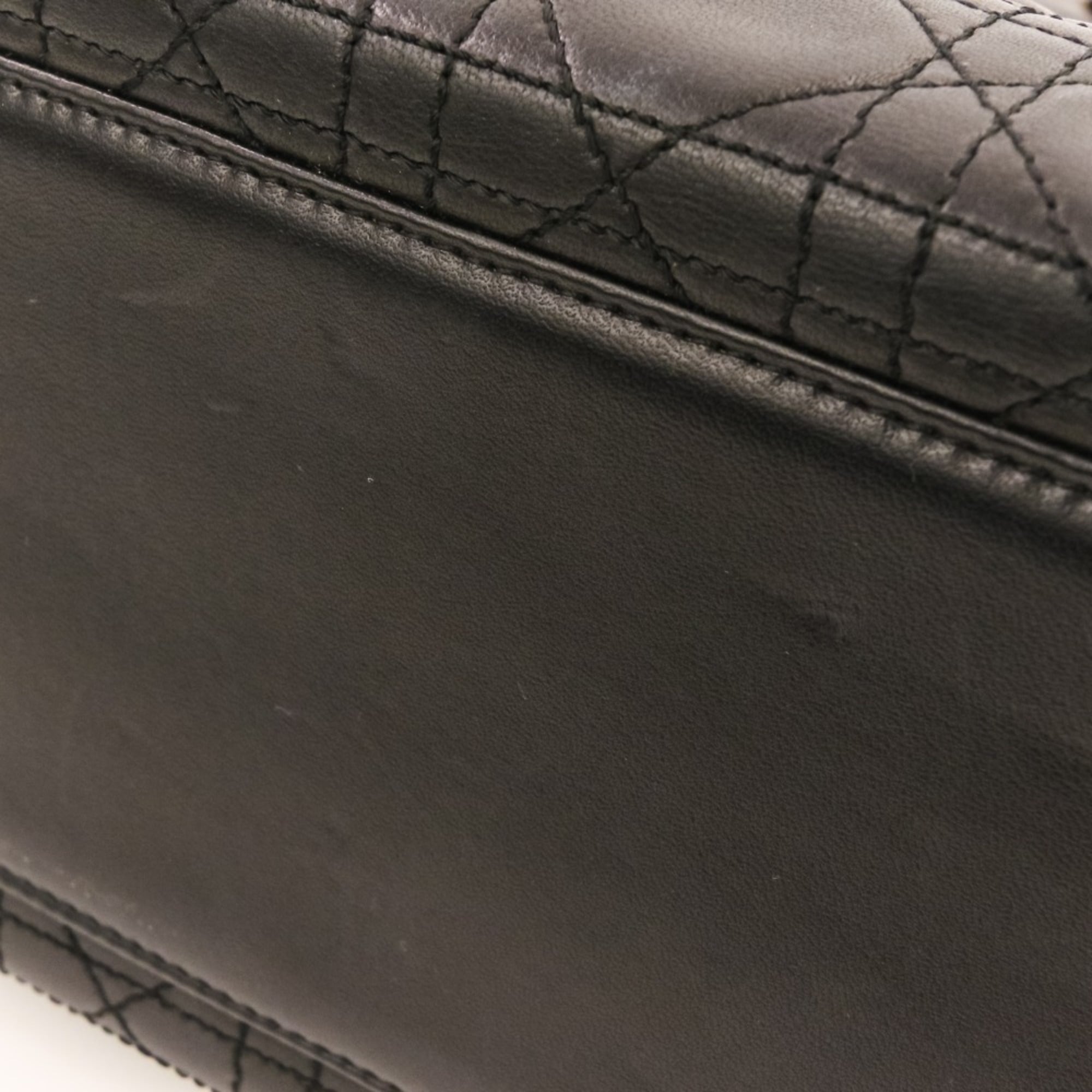Christian Dior Lady Cannage Leather 2-way Handbag/Shoulder Bag, Black, Women's — Like New
