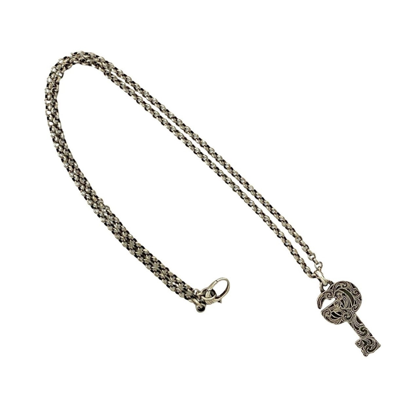 GUCCI Arabesque Double G Key Necklace in Sterling Silver, Pendant/Choker, 1056b