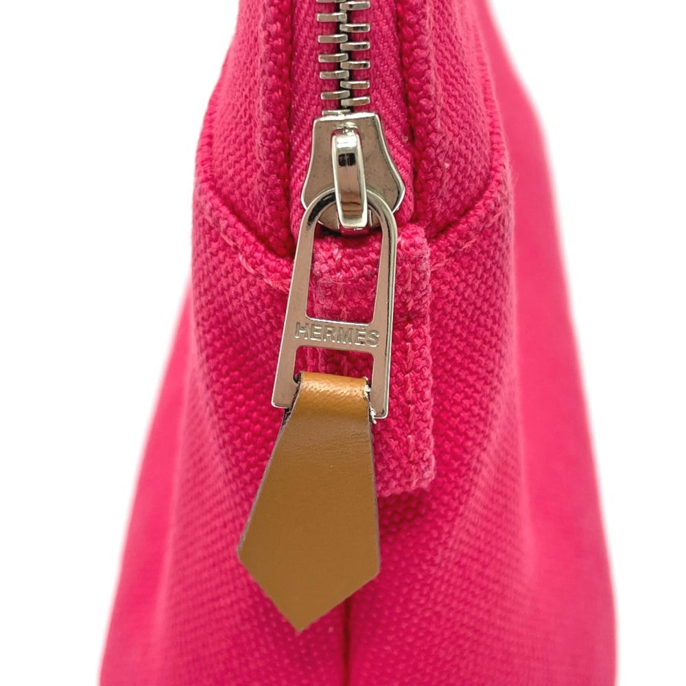 HERMES Bolide Pouch 20, a small accessory case/makeup pouch/multi-purpose pouch, canvas, women's, pink, like new — Like New