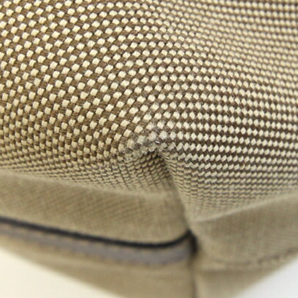 Prada Handbag 1BA111 Beige Brown Canvas Leather Shoulder Ribbon Women's PRADA