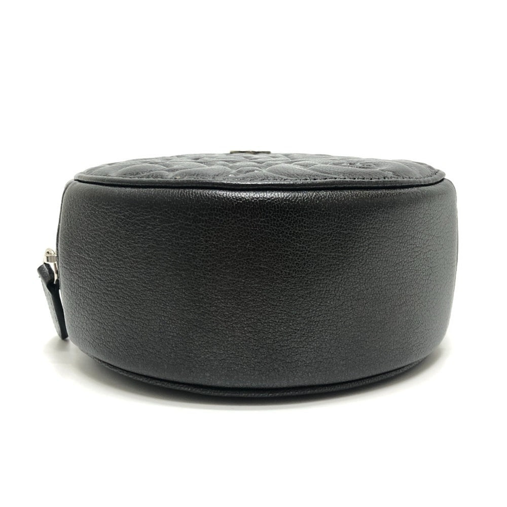 CHANEL Camellia CC Coco Mark Logo Crossbody Bag, Round Mini Shoulder Leather, Women's, Gray — Like New