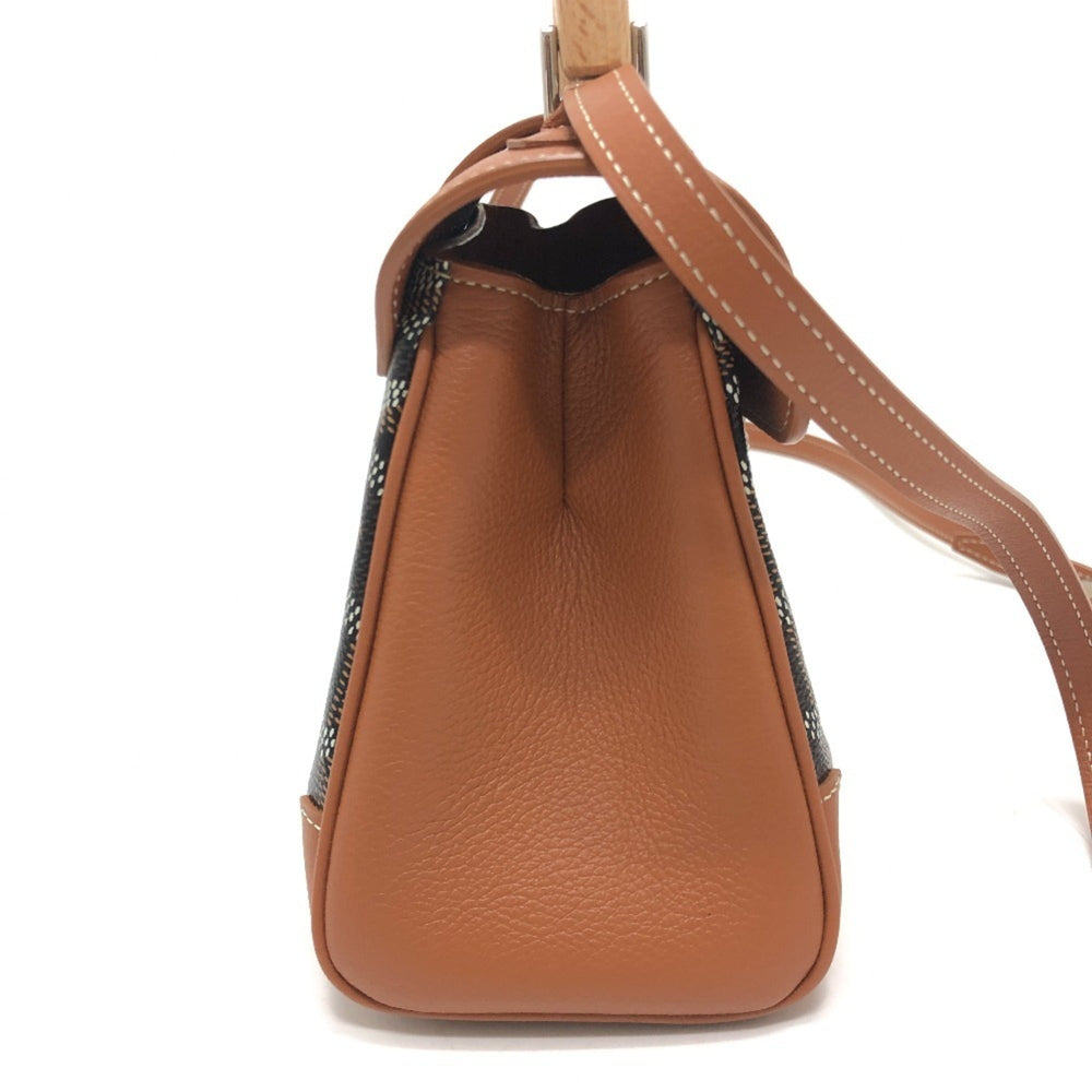 GOYARD Saigon Mini Soft Bag, 2-Way Crossbody Shoulder Handbag, Coated Canvas, Leather, Women's, Black & Tan, Like New — Like New