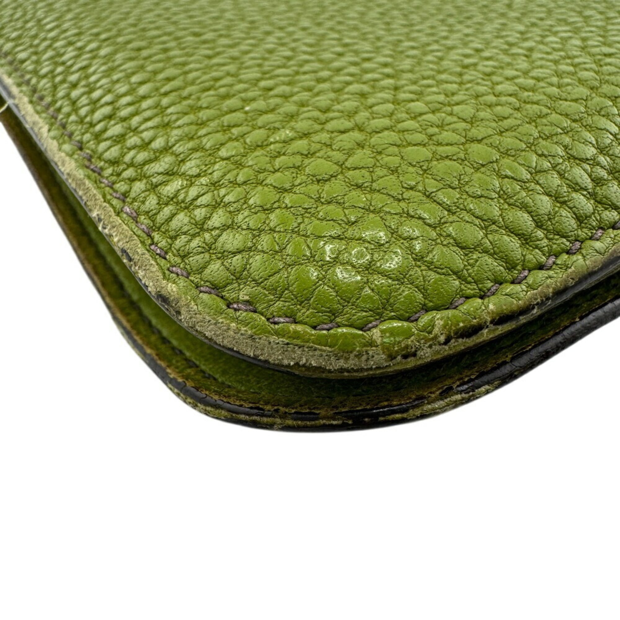 HERMES Dogon GM Long Wallet Green Unisex