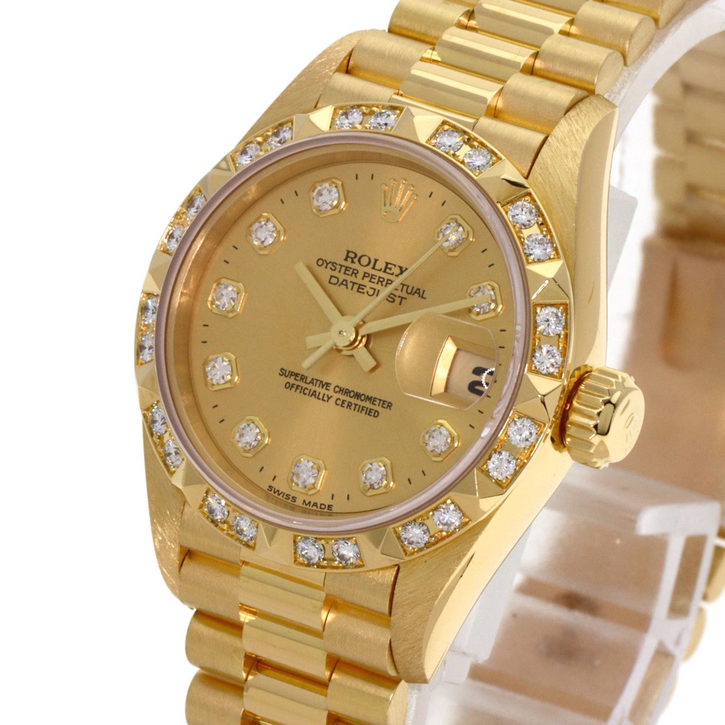 Rolex 69258G Datejust Bezel with 10 Diamonds, 18K Yellow Gold/18KYG/Diamond Women's Watch