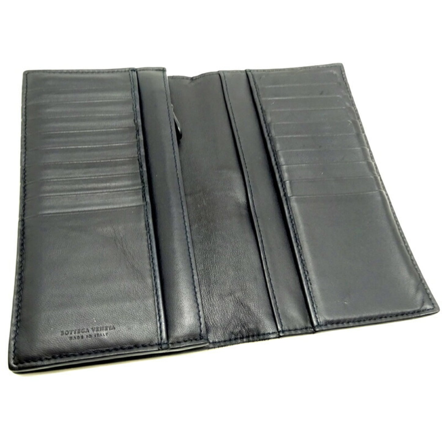 Bottega Veneta Intrecciato Cangle Long Wallet Men's 113993 Leather Black