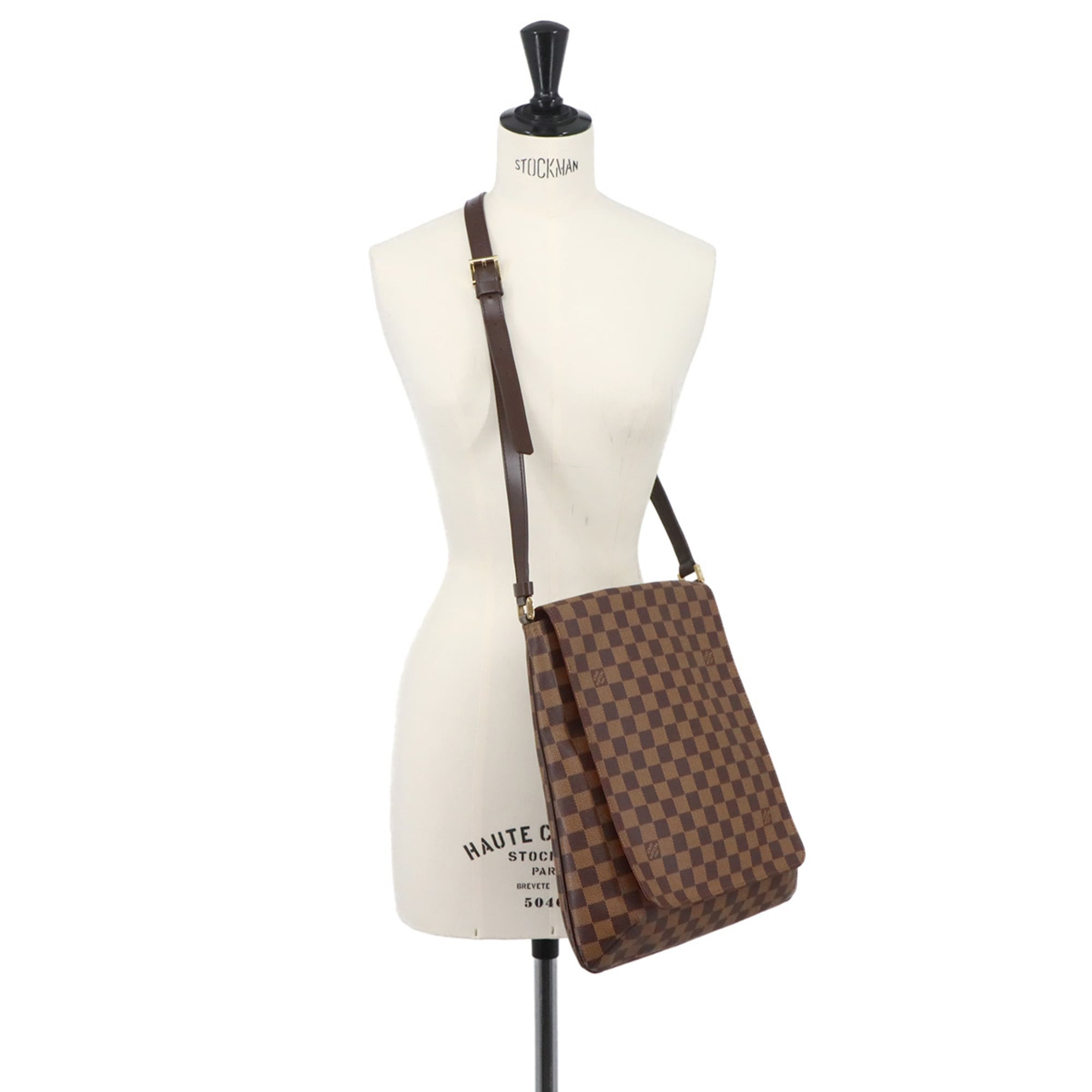 Louis Vuitton Damier Musette Shoulder Handbag, Ebene Brown, N51302, Gold Hardware — Like New