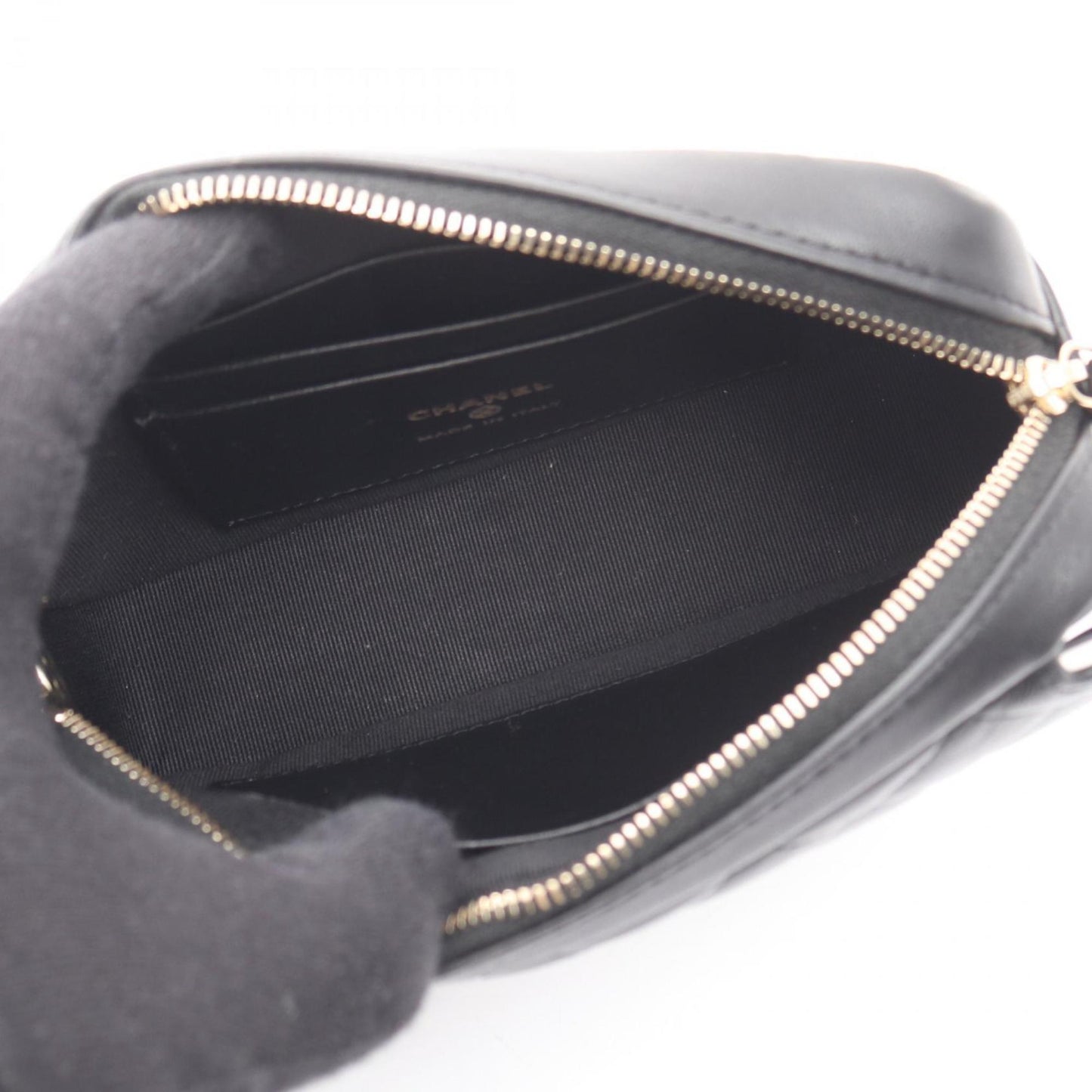 CHANEL Matelasse Shoulder Bag, Lambskin Leather, Women's, Black and White, AP4516