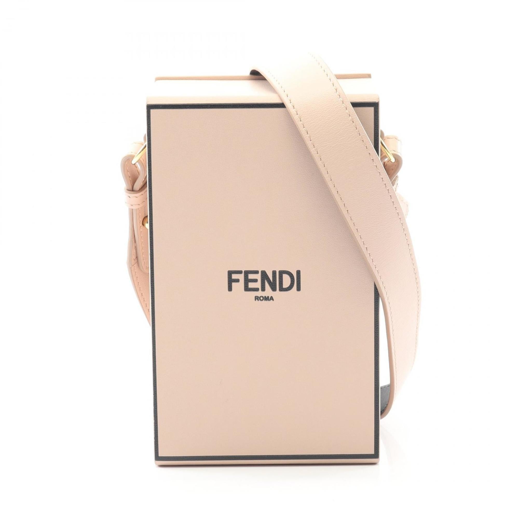 Fendi Box Shoulder Bag, Leather, Women's, Pink