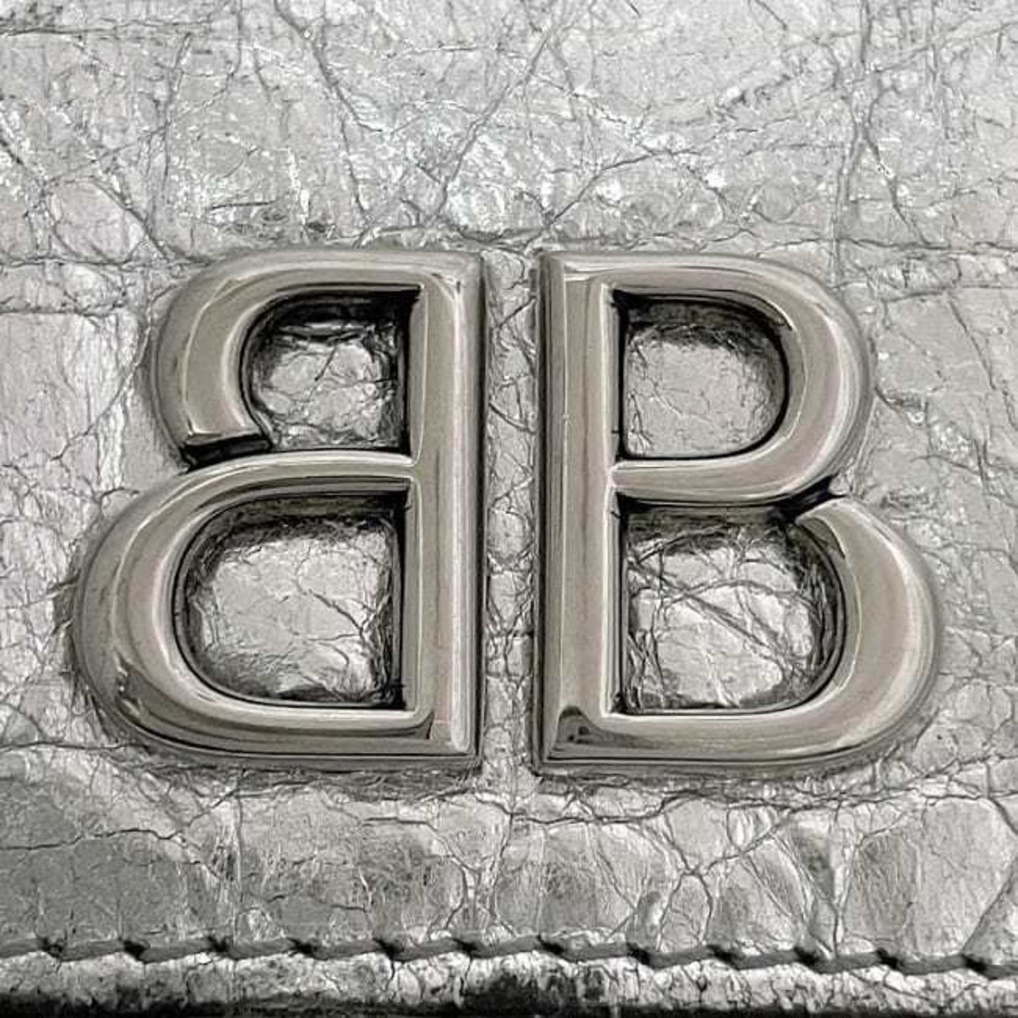 Balenciaga card holder/coin case f-24080 Silver Monaco 765420 Leather coin purse 8122 N 527545 BALENCIAGA BB wallet/pouch/card holder for men and women