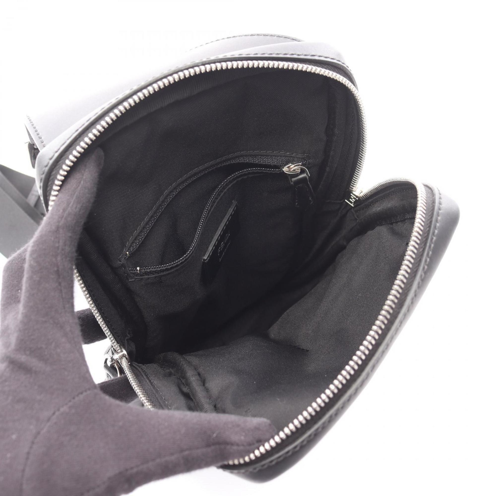 Fendi Monster Bugs Eye Waist Bag, Leather and Nylon, Men's, Black, 7VZ033