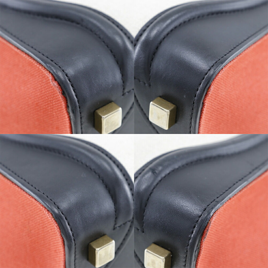 CELINE Luggage Handbag Micro Shopper Tricolor 167792 Calf x Canvas Made in Italy Black A5 Zipper Women's