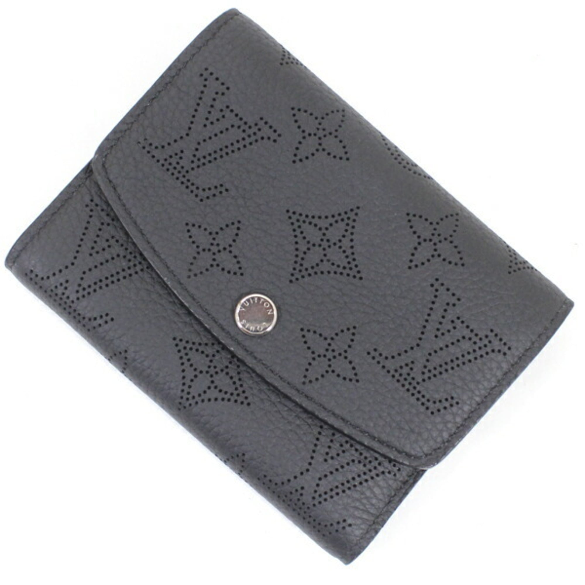 Louis Vuitton Victorine Mahina Tri-fold Wallet in Leather, M82679, Black, Women's, LOUIS VUITTON KM3169