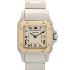 Cartier Santos Galbee SM Watch, 18K (Yellow Gold) Stainless Steel, Ladies, Silver Tone, W20012C4 — Very Good
