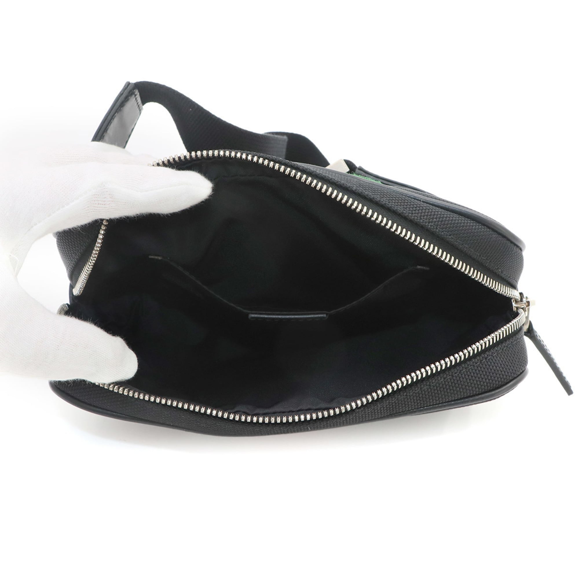 Gucci Sherry Line Body Handbag, Canvas and Leather, Black, 630919, Silver Hardware, Web Stripe Belt Bag — New - Store Return