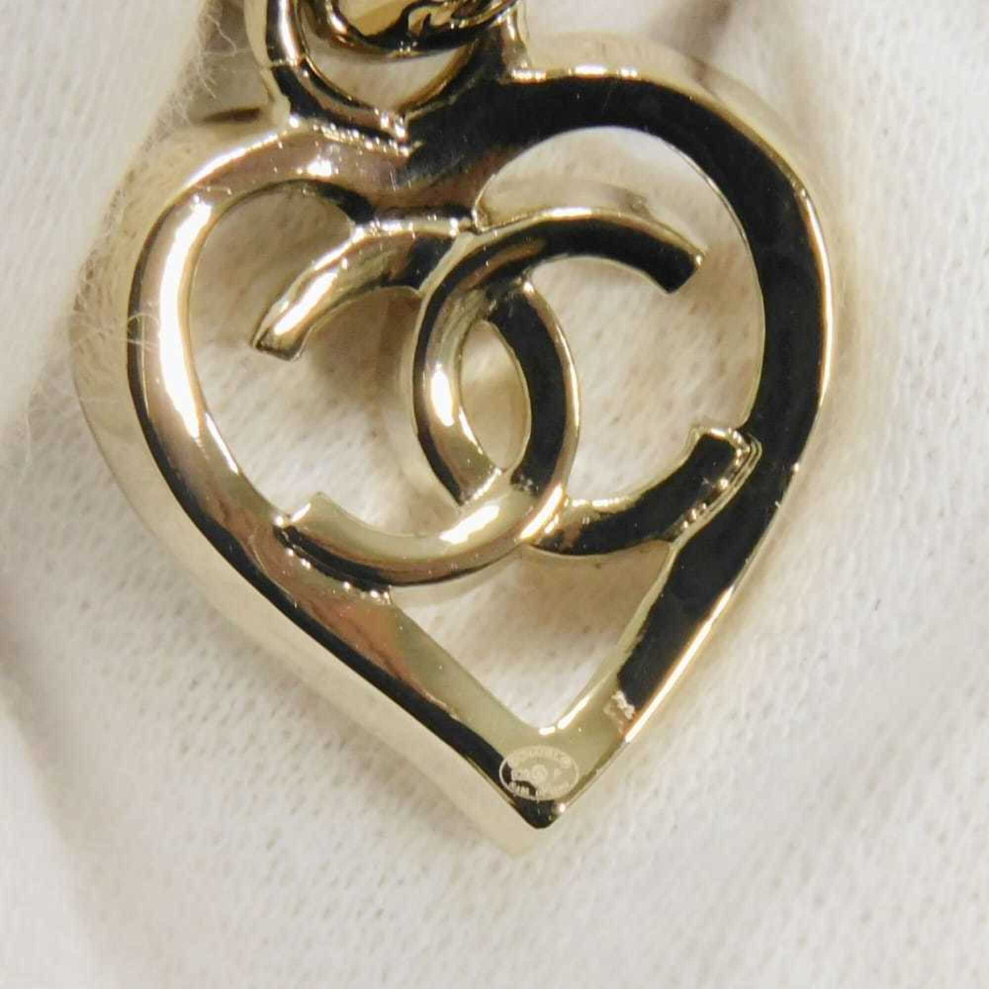 Chanel CHANEL Earrings Heart Coco Mark Hoop Swing Stud B22P CC Gold AB7919 Women's — Like New