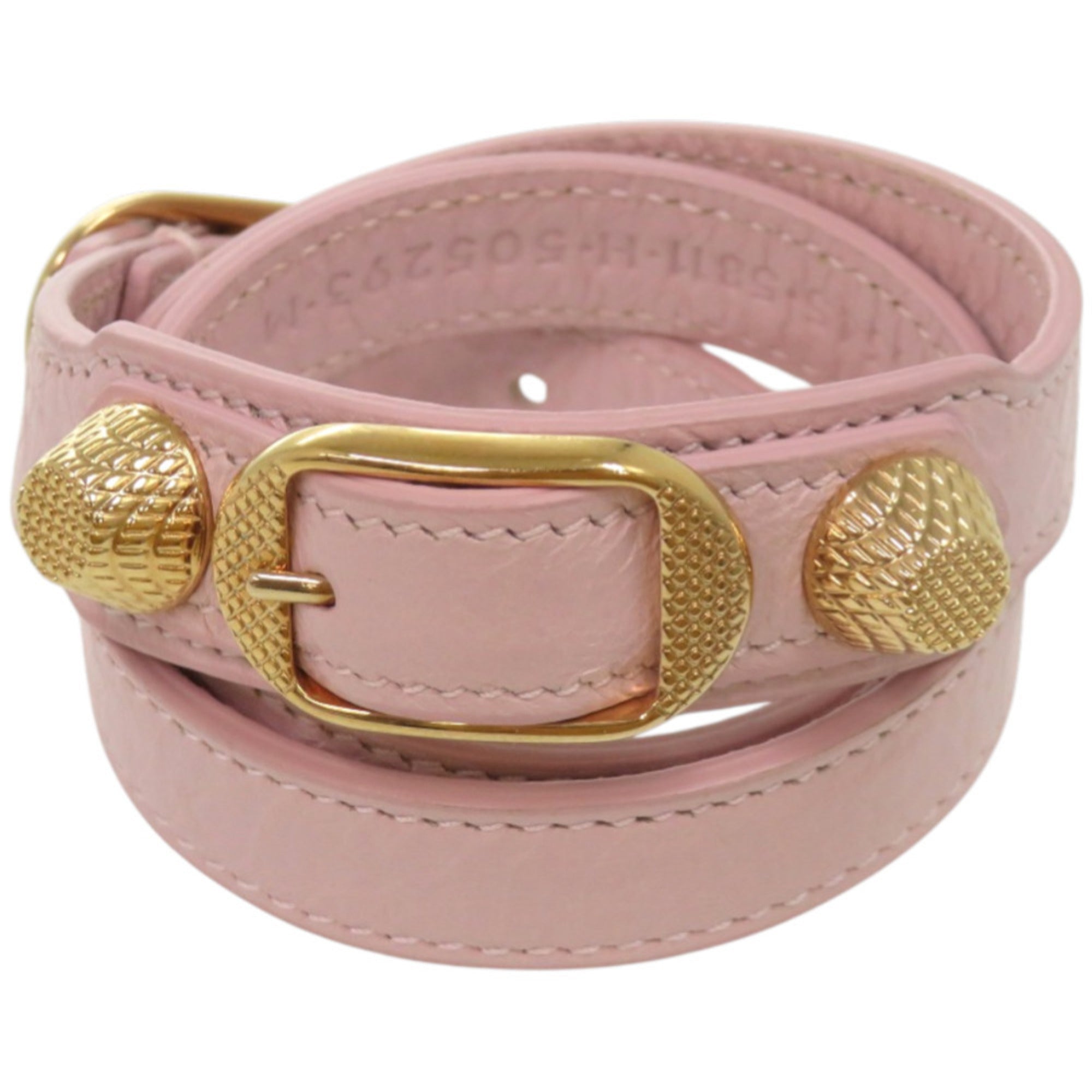 Like new Balenciaga 3-row Giant Stud Bracelet 236345 Leather Pink 1562BALENCIAGA — Like New