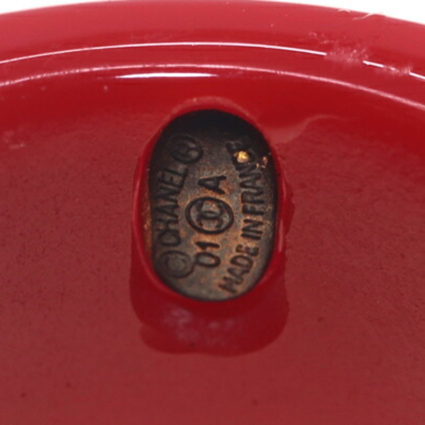 Chanel Ring, Red Plastic, 01A, 2001 Model, US Size 6.5/12, Coco Mark, Women's, CHANEL