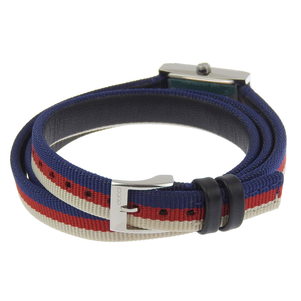 Gucci G Frame Tricolore Watch YA147502/147.5 Stainless Steel and Canvas Quartz Analog Display Multicolor Dial Women's — Very Good