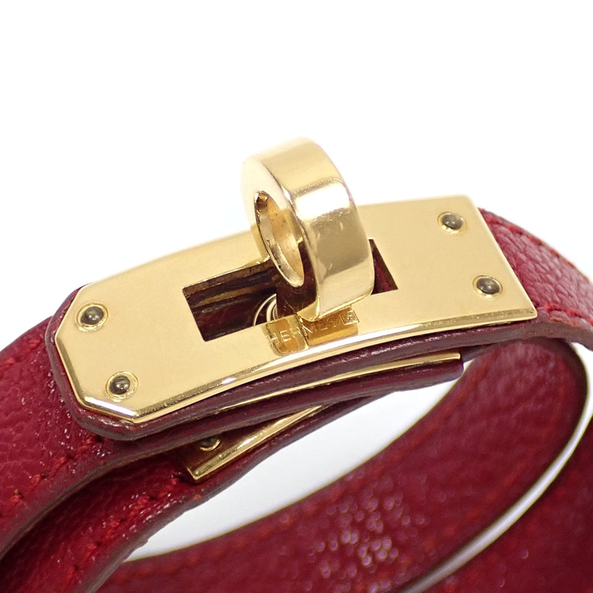 Hermes Hermès Kelly Double Tour Bracelet, Women's, Epsom GP Red Leather Bracelet