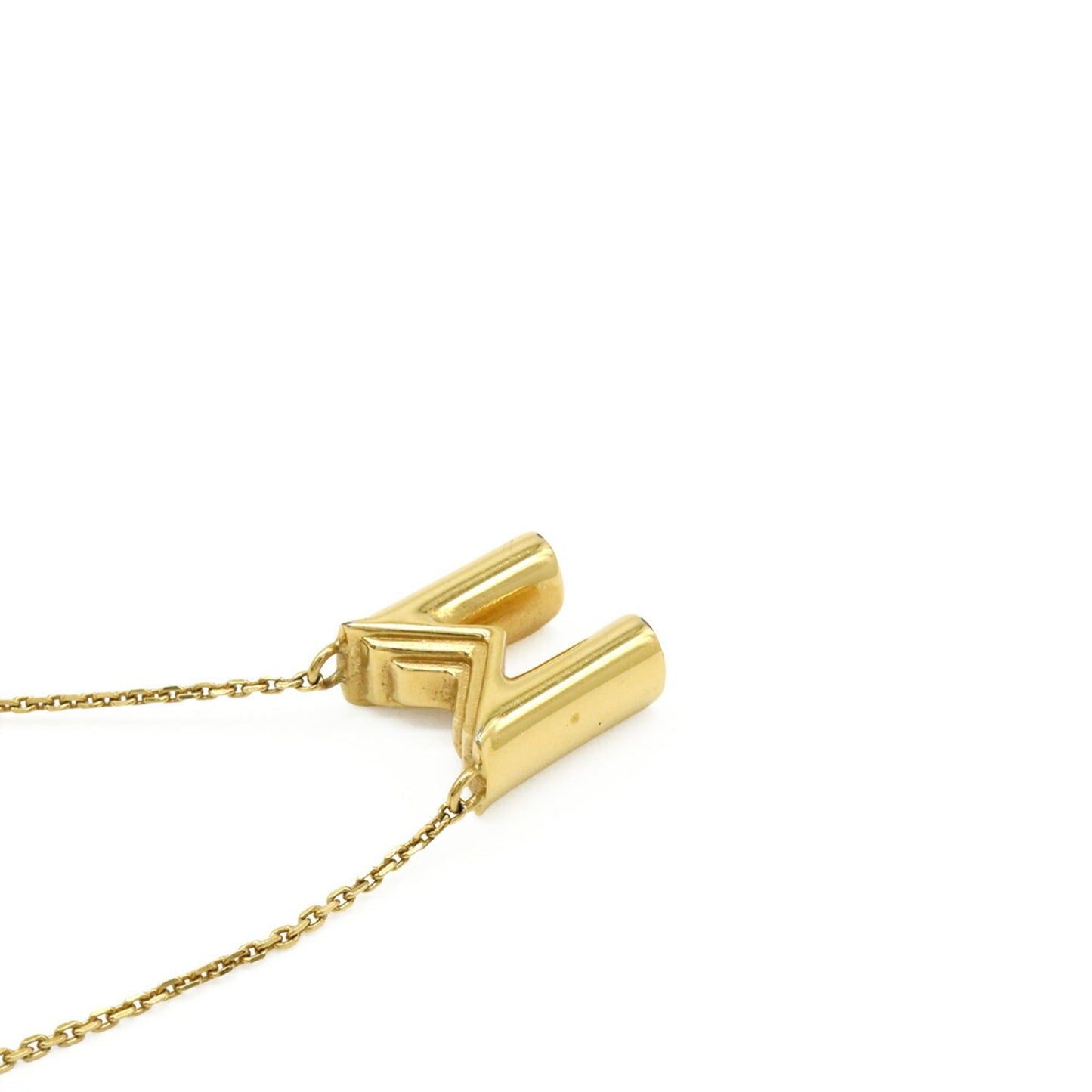LOUIS VUITTON LV&ME M Initial Alphabet Pendant Necklace in GP Gold (M61068)