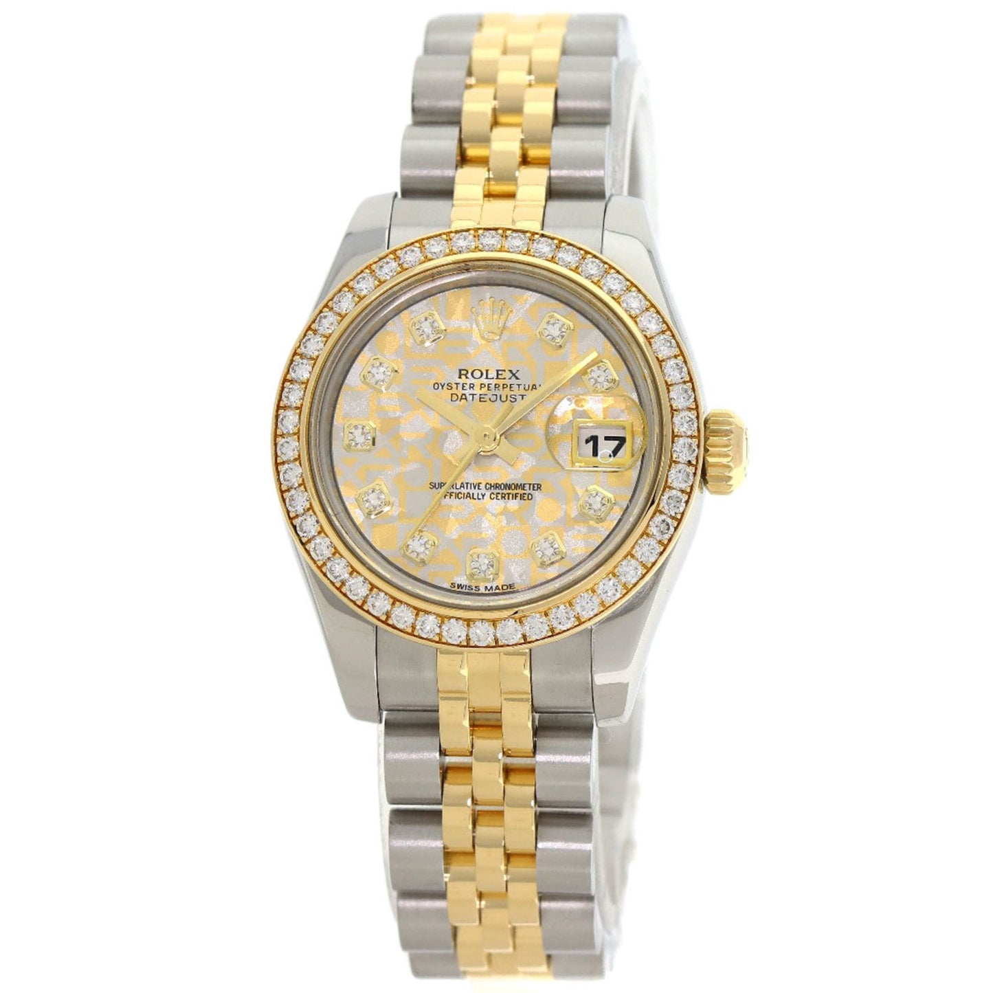 Rolex 179383G Datejust with 10 Diamond Bezels and Gold Crystals, Stainless Steel Watch in 18K Yellow Gold, for Women