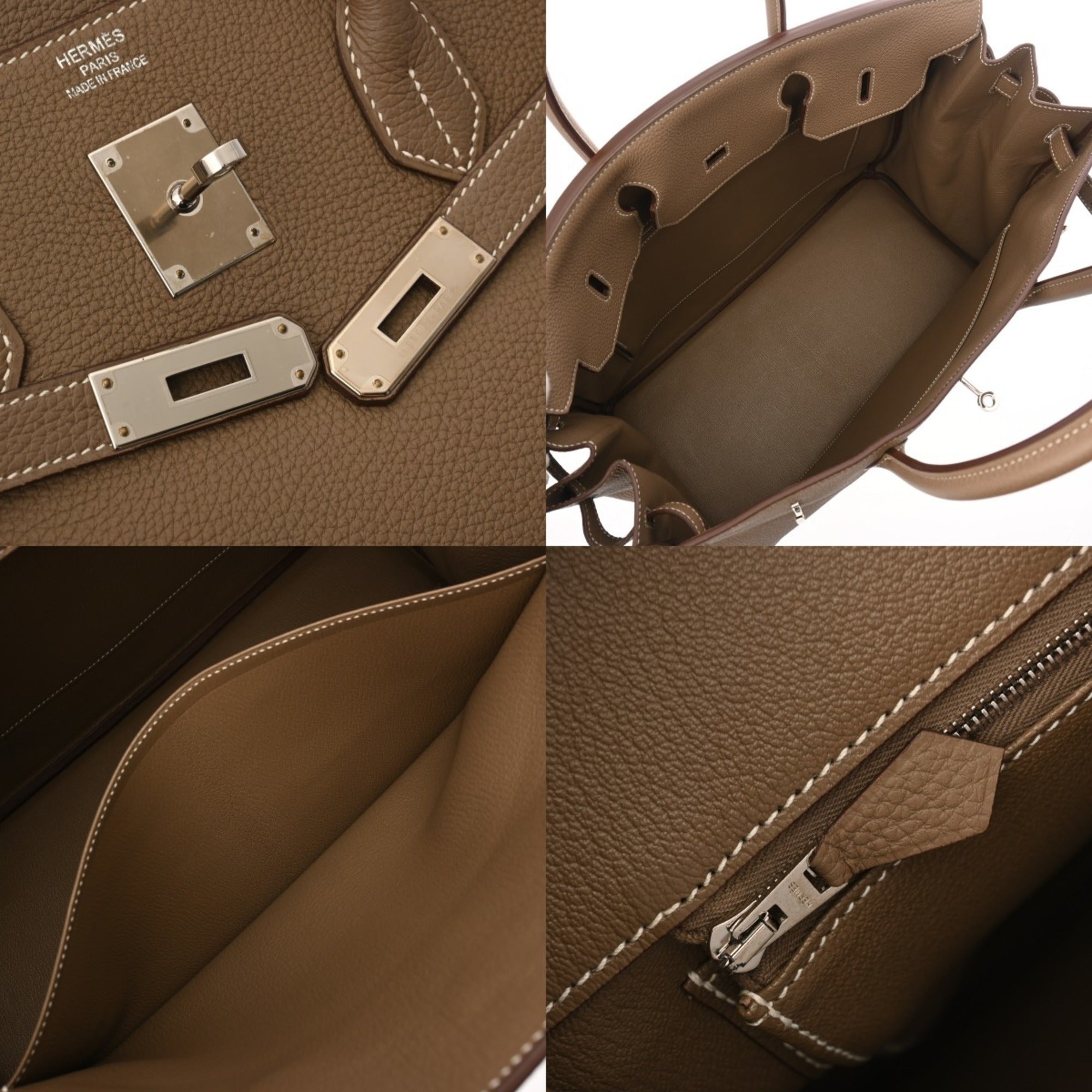 HERMES Birkin 40 Etoupe Z Stamp (circa 2021) Unisex Togo Handbag