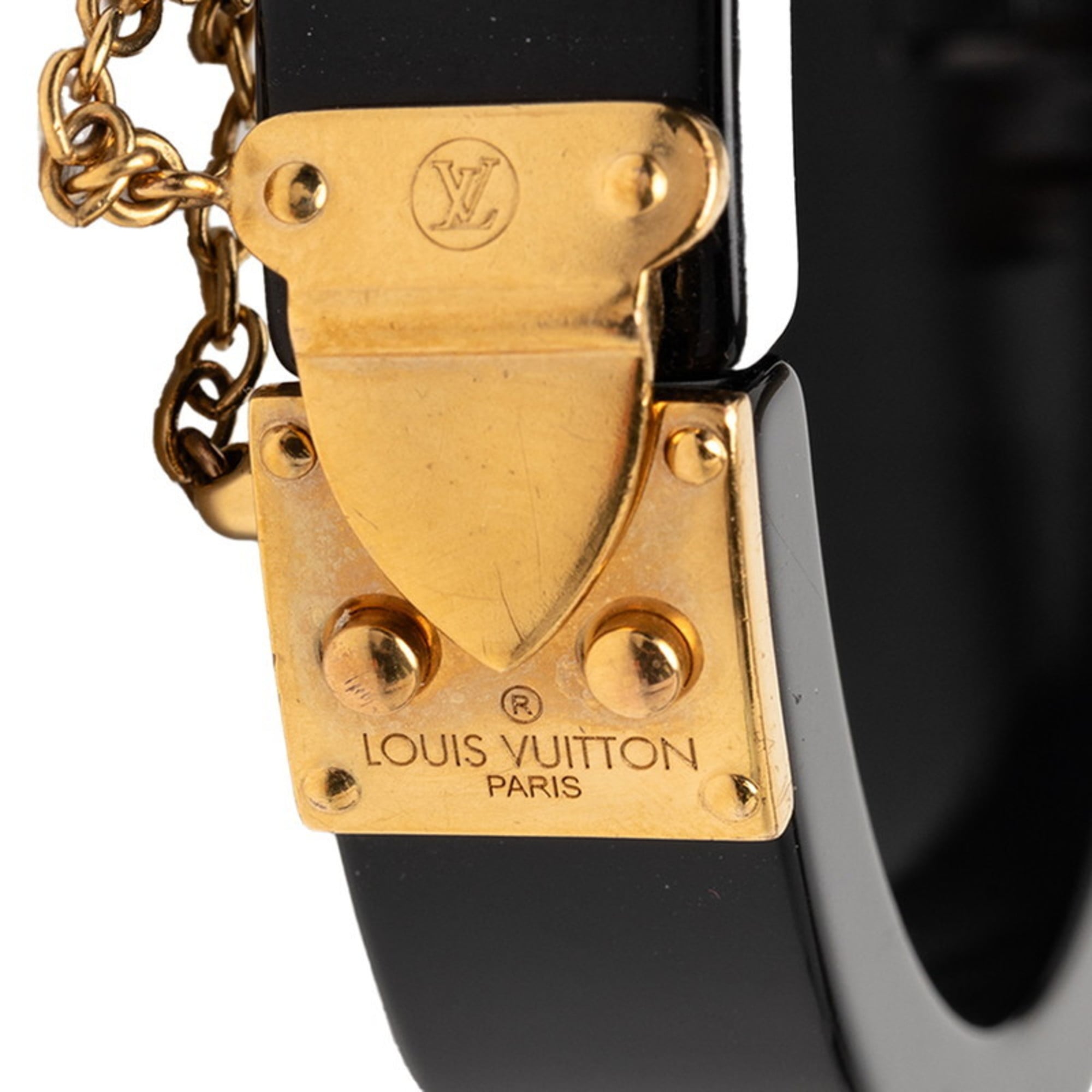 Louis Vuitton LockMe Bangle Bracelet in Black Gold with Plastic Plated for Women