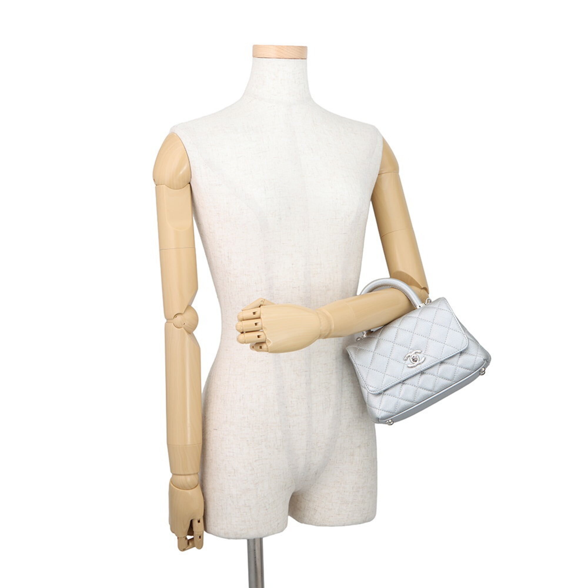 Chanel handbag, Coco Mark, Matelassé, Handle, XXS, Caviar Skin, AS2215, CHANEL 2-way women's — Like New