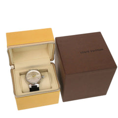 Louis Vuitton Tambour Q111E Stainless Steel Leather Silver Quartz Watch 1507 LOUIS VUITTON — Good
