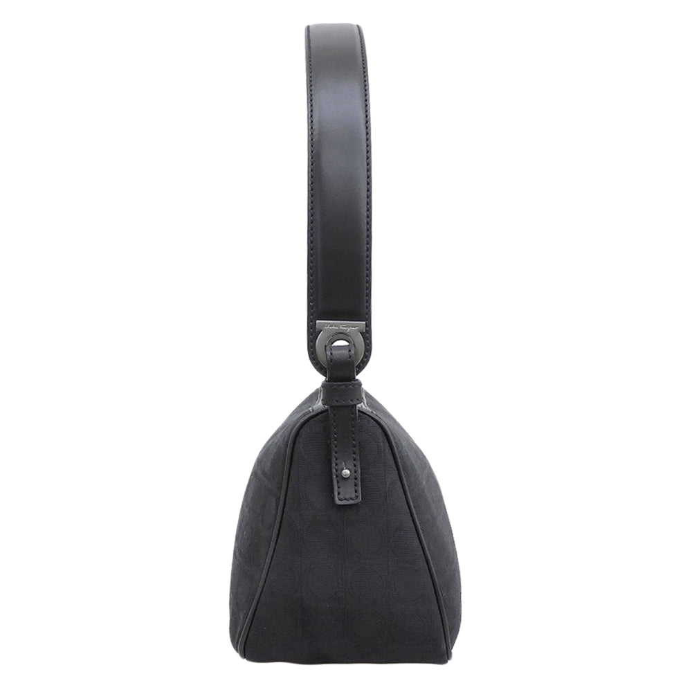 Salvatore Ferragamo Gancini Semi-Shoulder Bag for Women, Black, AU-21 3834. (Shoulder bag, black, women's) — Like New
