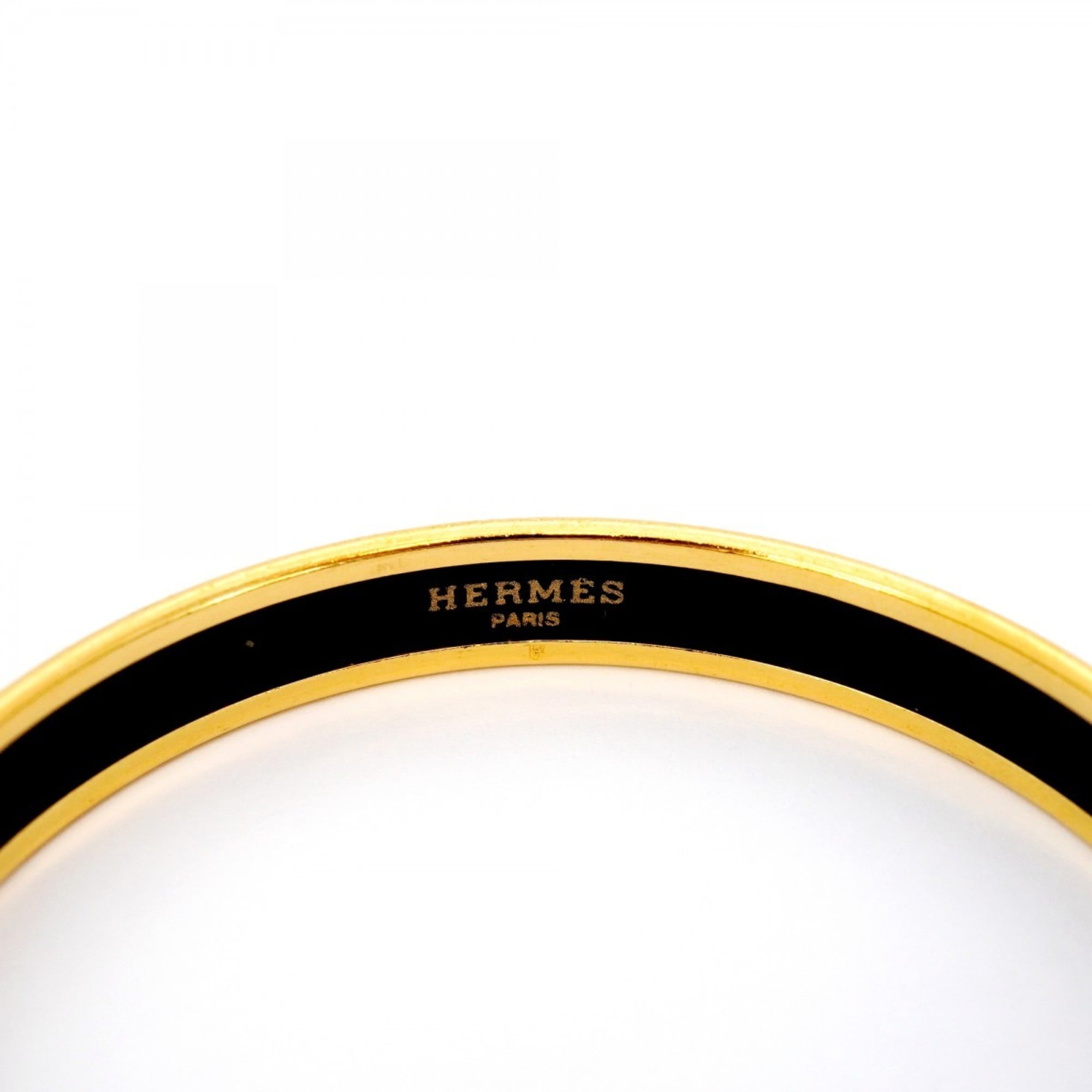 Hermes Bangle, Glazed PM, GP Plated Gold, Black, Women's