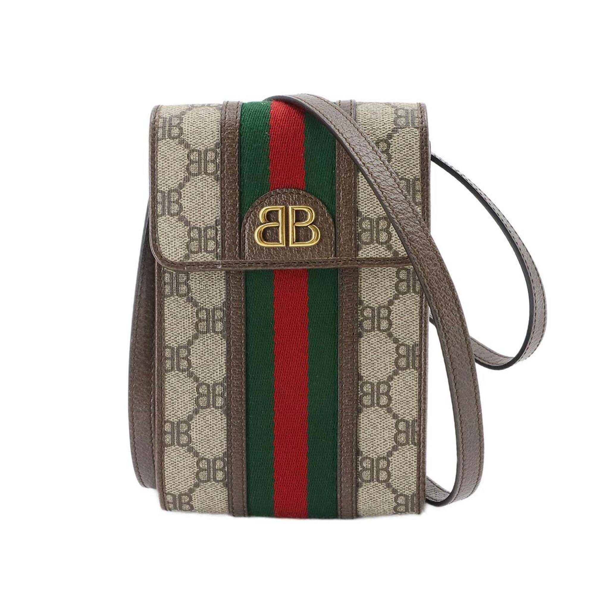 Balenciaga x Gucci Hacker Project Phone Handbag Pouch Shoulder Leather Beige Brown 680130 Holder with Strap — Like New
