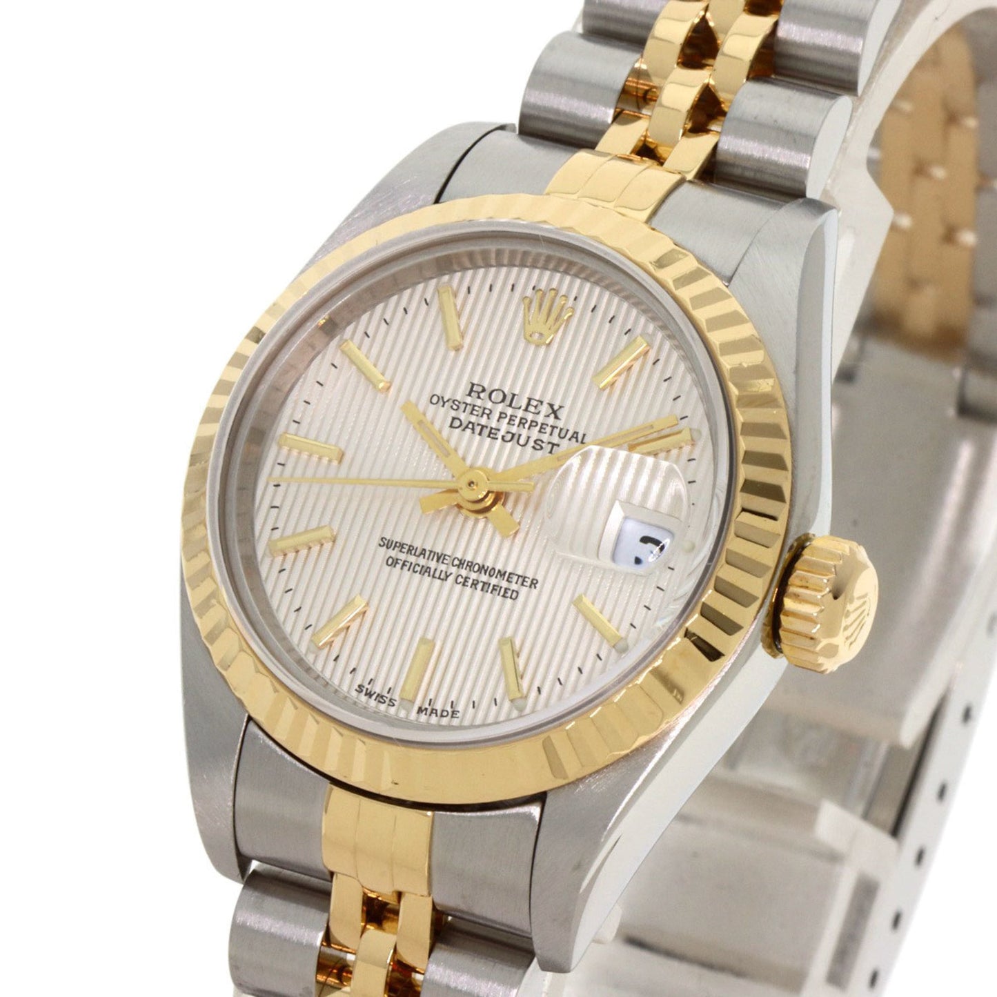 Rolex 79173 Datejust Silver Tapestry Watch Stainless Steel SSxK18YG Ladies ROLEX