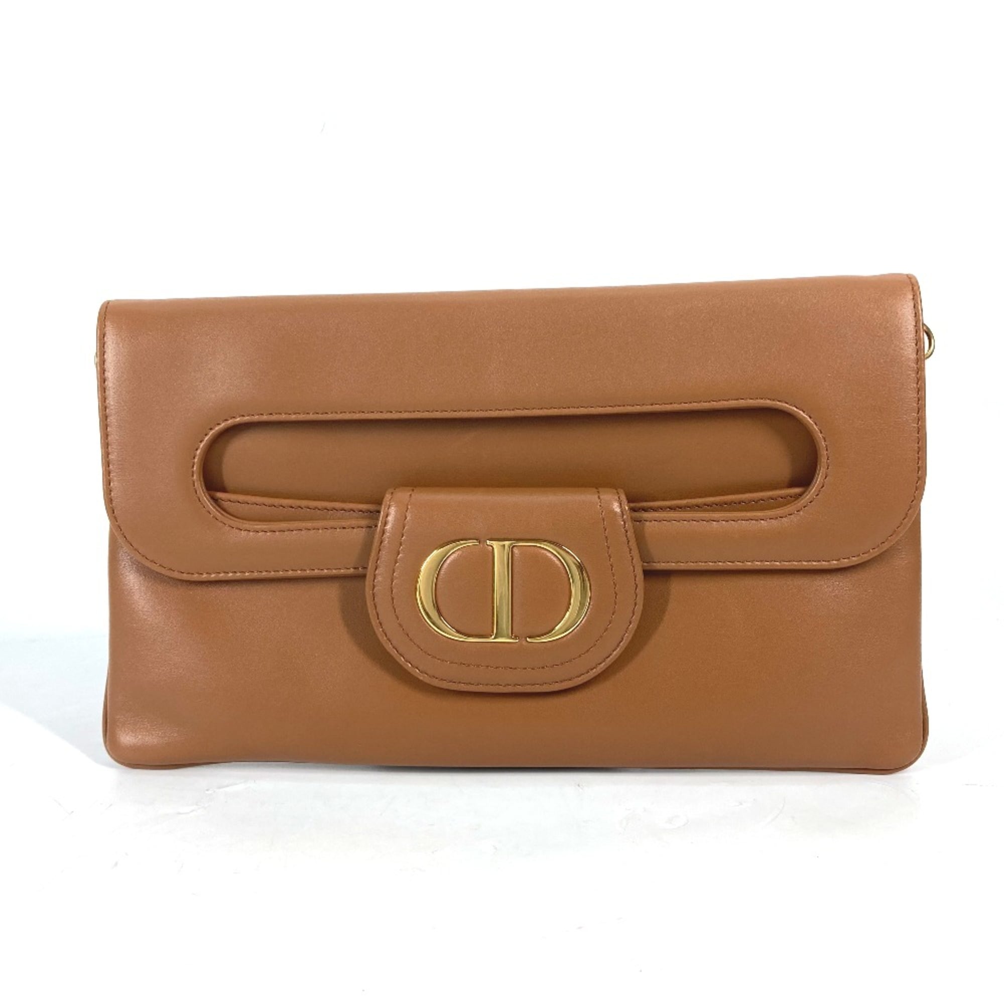 CHRISTIAN DIOR M8641UBBU Clutch Bag CD 3WAY ChainShoulder Bag Hand Bag Brown — Like New