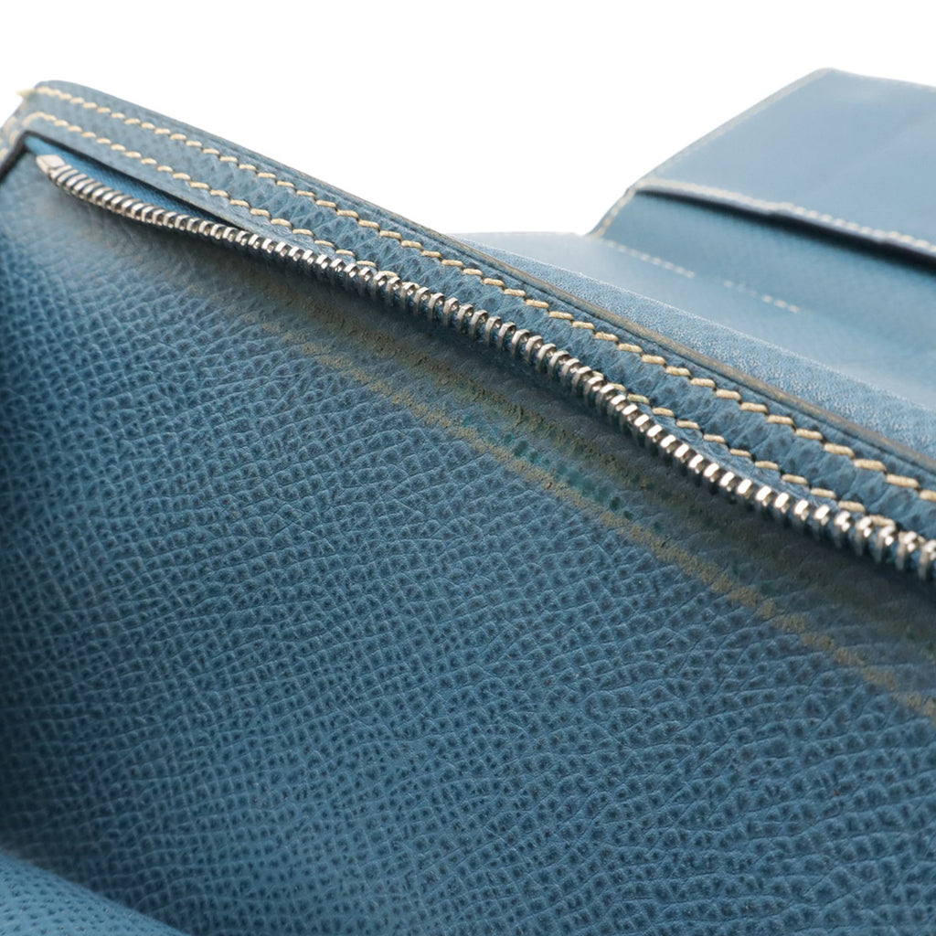 HERMES Bearn 2PLIS Dupre Tri-fold Long Wallet, Epsom Leather, Colvert Blue, G Stamp