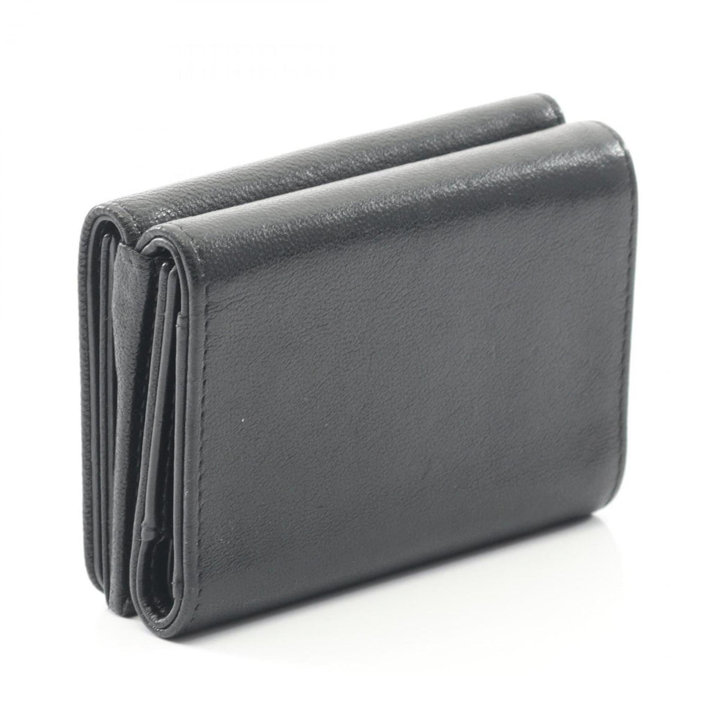 CHANEL Coco Mark Tri-fold Wallet Leather Women's Black